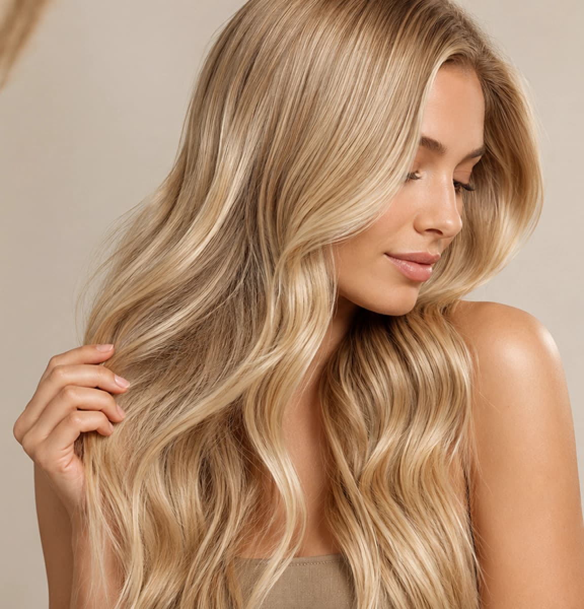 Woman with healthy blonde hair